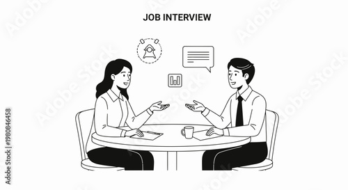 Job Interview: Woman and Man Discussing Career Opportunities at Table