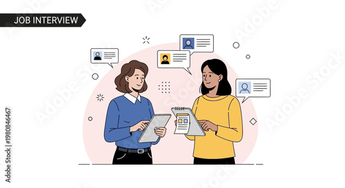 Job Interview: Two Women Discussing Resumes and Candidates