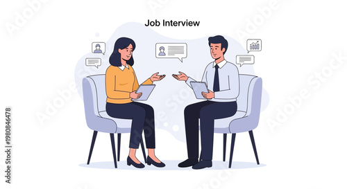 Job Interview: Woman and Man in Conversation, Business Meeting, Recruitment Process