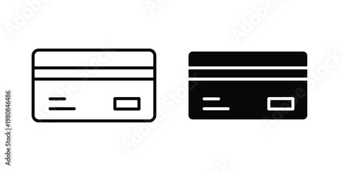 Credit card icon set vector symbol in black filled and stroke style