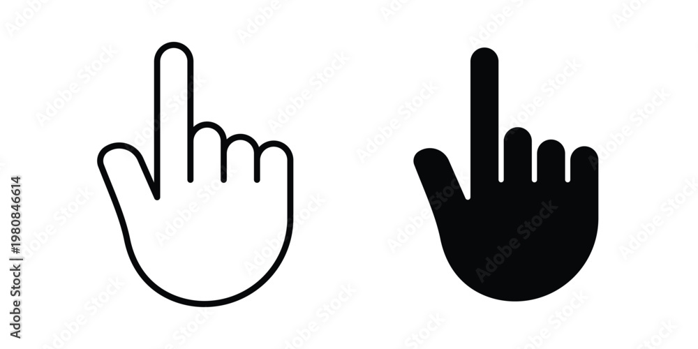 Fototapeta premium Cursor icon set vector symbol in black filled and stroke style