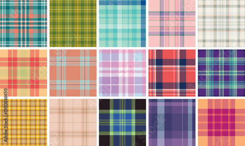 Plaid pack ideal for cozy interiors and family-inspired comfort. Seamless vector patterns suit blankets, pillows, scarves, throws, and lifestyle projects.