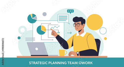 Man analyzing charts and graphs on laptop for strategic planning