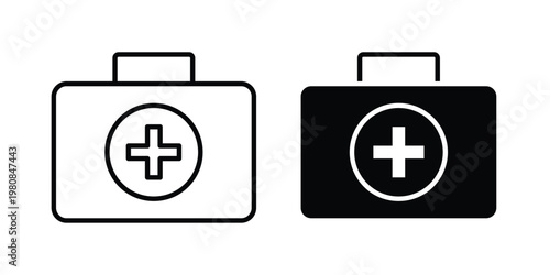 Doctor bag icon set vector symbol in black filled and stroke style