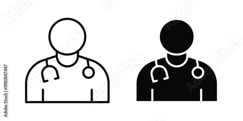 Doctor icon set vector symbol in black filled and stroke style