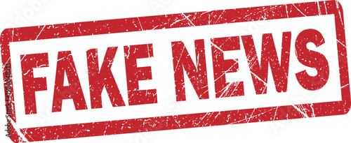 Fake news stamp with red grunge texture. PNG