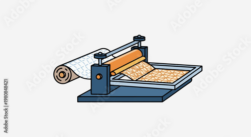 A textured roller press creates patterned paper from a roll