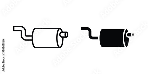 Exhaust pipe icon set vector symbol in black filled and stroke style