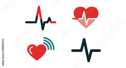 Heartbeat Line art vector set minimal abstract graphic