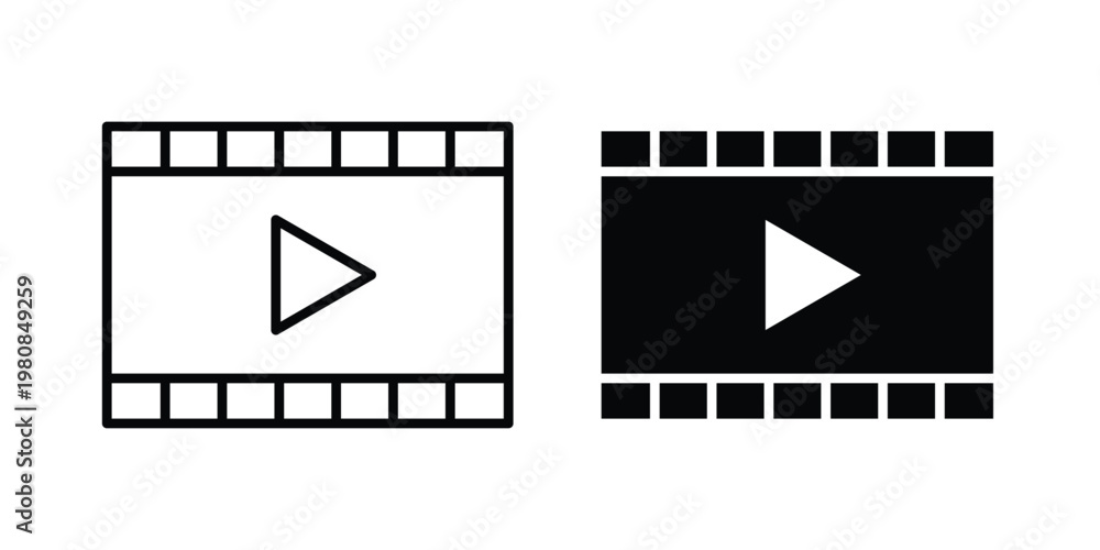 Fototapeta premium Film icon set vector symbol in black filled and stroke style