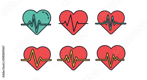 Heartbeat Line art vector set minimal modern abstract
