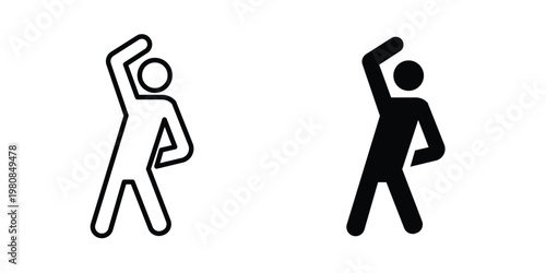 Fitness exercise icon set vector symbol in black filled and stroke style