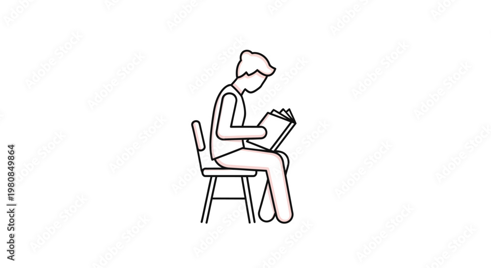 Fototapeta premium Person sitting on a chair reading.