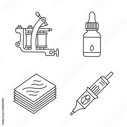Tattoo Equipment Minimal Outline