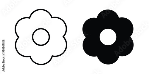 Flower icon set vector symbol in black filled and stroke style