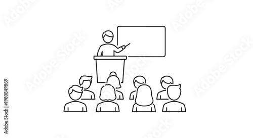 Businessman giving presentation to audience.