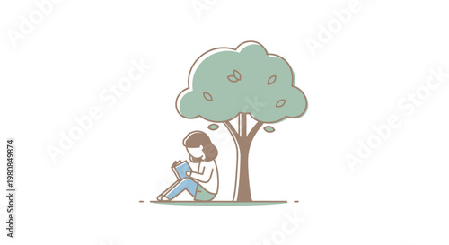 Man sitting under a tree reading.