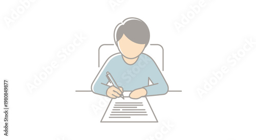 Man writing on a piece of paper.