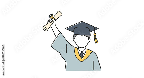 Young man in graduation cap and gown.