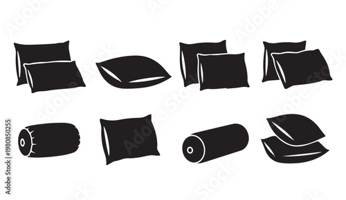 Assortment of Decorative and Support Pillows in Silhouette Style