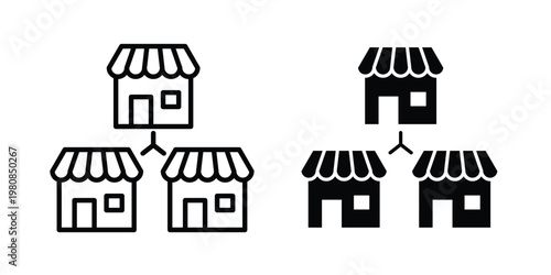 Franchise icon set vector symbol in black filled and stroke style