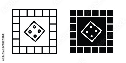 Game board icon set vector symbol in black filled and stroke style