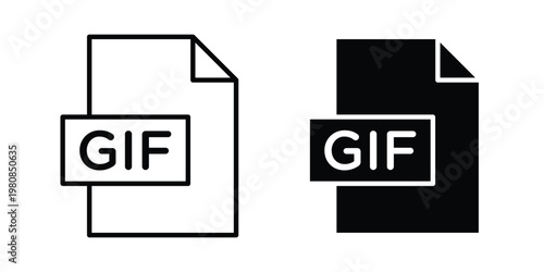 Gif icon set vector symbol in black filled and stroke style