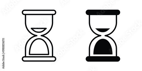 Hourglass end icon set vector symbol in black filled and stroke style