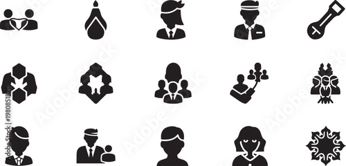 Black and white of diverse people in various activities and professions businessman