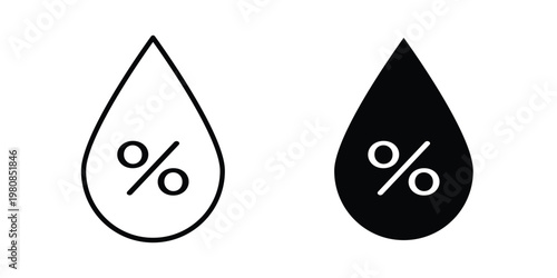 Humidity icon set vector symbol in black filled and stroke style
