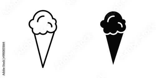 Ice cream icon set vector symbol in black filled and stroke style