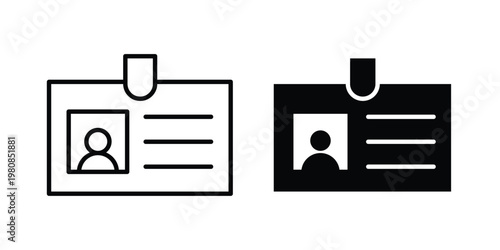 ID badge icon set vector symbol in black filled and stroke style