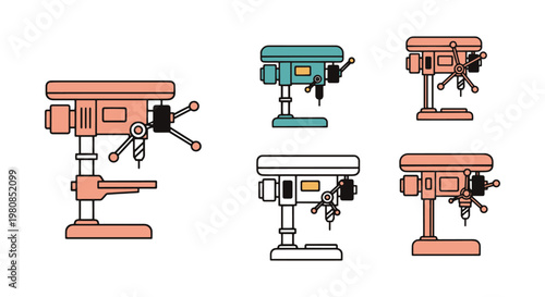 Drill Press Line art vector minimal abstract pattern illustration