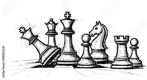 Sketch Chess Vector – Scribble Style Strategy Illustration