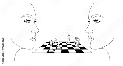 Chess Opposition Vector – Dual Mind Strategy Illustration