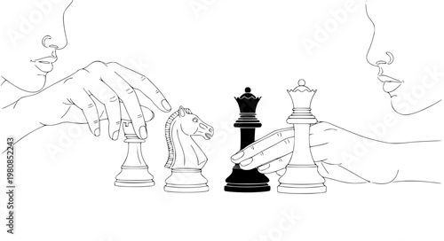Minimal Chess Pieces Vector – Clean Strategy Line Icons
