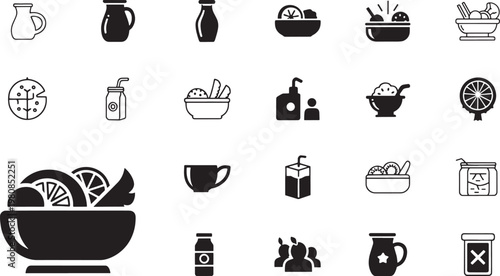 Black and white of kitchenware office supplies tools and utensils