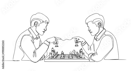 One Line Chess Vector – Continuous Minimal Strategy Illustration