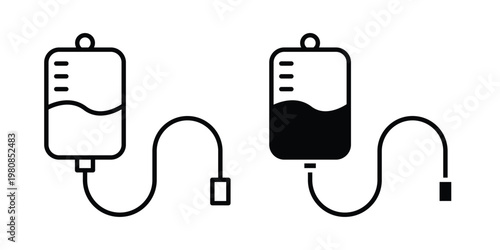 iv drip bag icon set vector symbol in black filled and stroke style