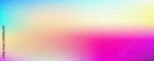 Colorful pink, yellow and turquoise gradient noisy grain background texture