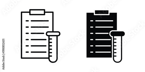 Lab report icon set vector symbol in black filled and stroke style