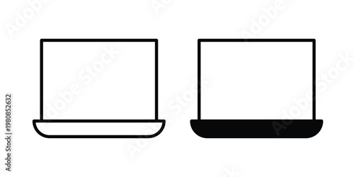 Laptop icon set vector symbol in black filled and stroke style