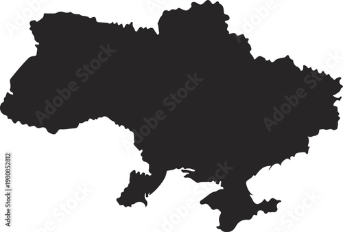 Foto Black silhouette map of ukraine on white background