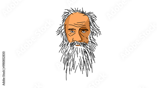 Lev Tolstoy portrait, flat vector illustration