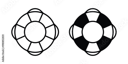Life buoy icon set vector symbol in black filled and stroke style