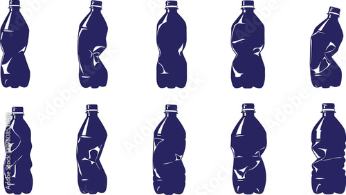 Navy empty water bottle vector graphics for environmental awareness