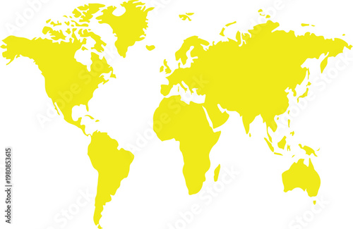 Yellow map with continents globe atlas