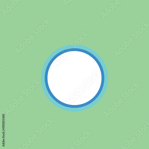 A simple graphic featuring a white circle with concentric blue rings on a light green background.