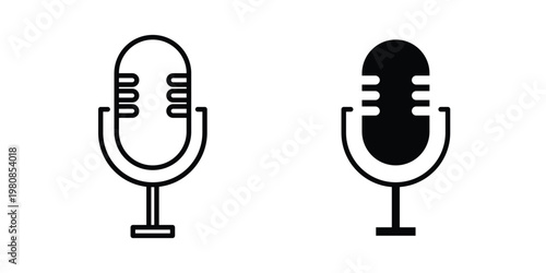 Microphone icon set vector symbol in black filled and stroke style