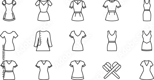 Black and white silhouettes of human figures in different poses and outfits fashion